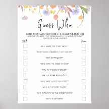 Wildflower Bridal Shower Guess Who Games