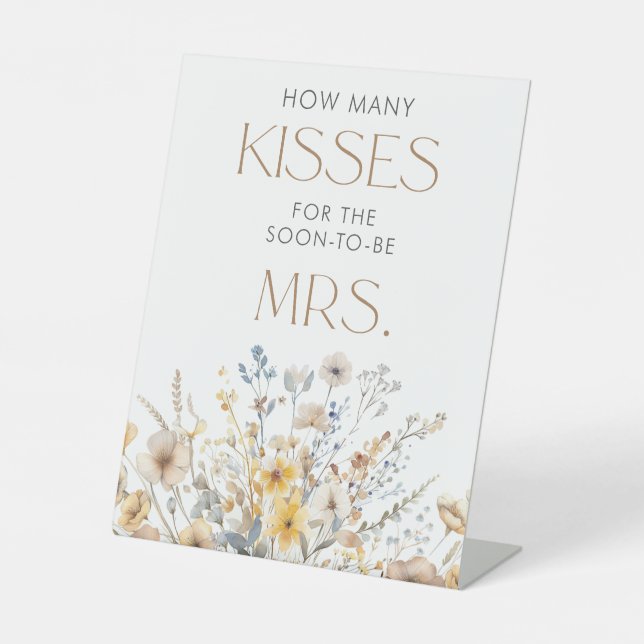 Wildflower Bridal Shower How Many Kisses Pedestal Sign (Front)