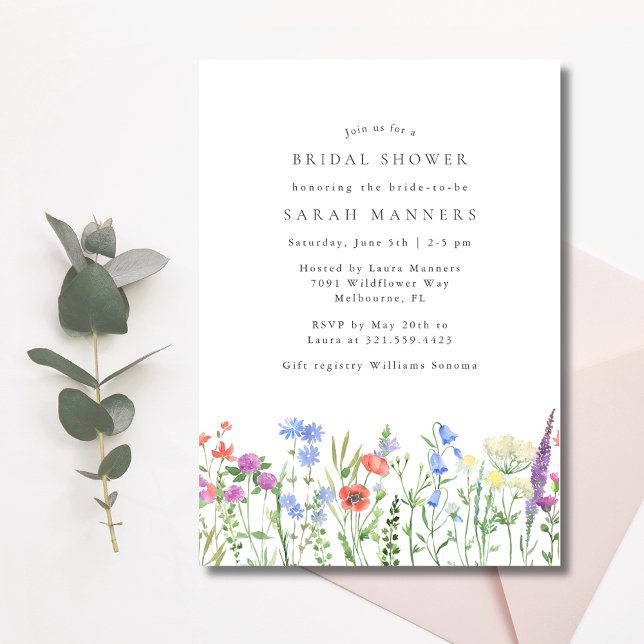 Wildflower Bridal Shower  Invitation (Wildflower Bridal Shower Invitation)