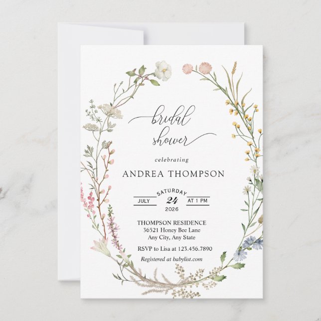Wildflower Bridal Shower Invitation (Front)