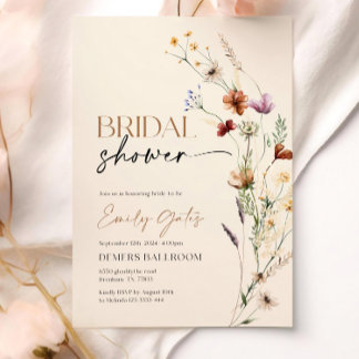 Wildflower Bridal Shower Invitation, Floral Boho Invitation