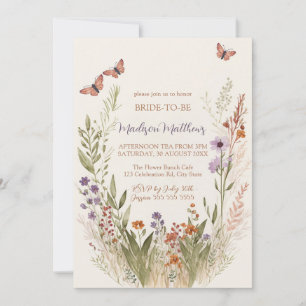 Wildflower Bridal Shower Invitation Whimsical 