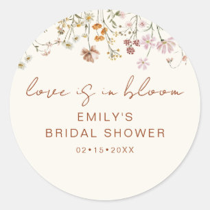 Wildflower Bridal Shower Love is In Bloom Classic Round Sticker