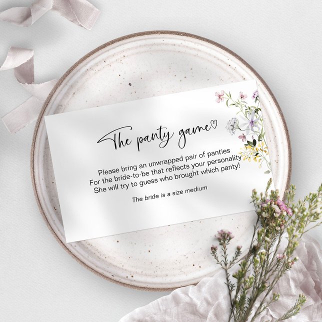 Wildflower Bridal Shower Panty Game Enclosure Card (Creator Uploaded)