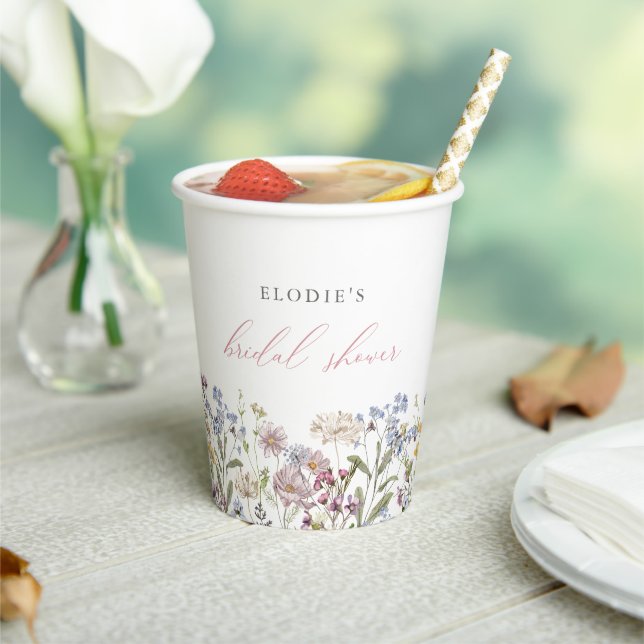Wildflower Bridal Shower Paper Cup Floral Boho (Insitu)