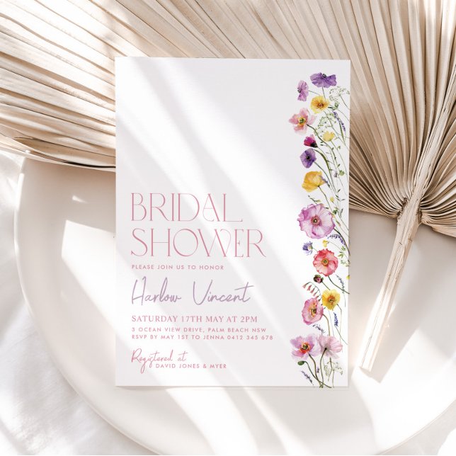 Wildflower Bridal Shower Poppies Pretty Invitation (Creator Uploaded)