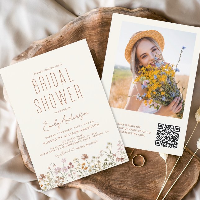 Wildflower Bridal Shower QR Code Photo Invitation (Creator Uploaded)