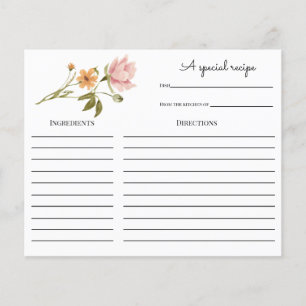 Wildflower Bridal Shower Recipe card