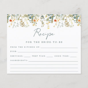 Wildflower Bridal Shower Recipe Card