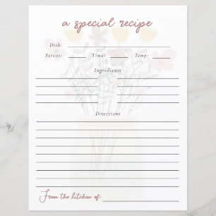 Wildflower Bridal Shower Recipe Card