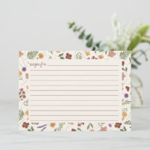 Wildflower Bridal Shower Recipe Card