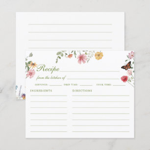 Wildflower Bridal Shower Recipe Card