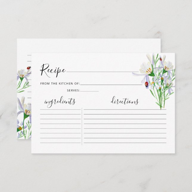 Wildflower Bridal Shower Recipe Card (Front/Back)