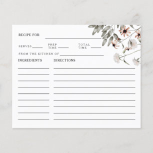 Wildflower Bridal Shower Recipe Card