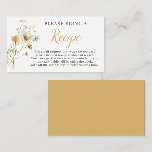 Wildflower Bridal Shower Recipe Card Request (Front/Back)
