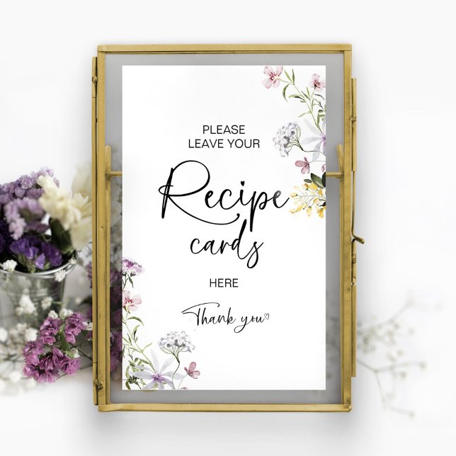 Wildflower Bridal Shower Recipe Card Sign (Creator Uploaded)