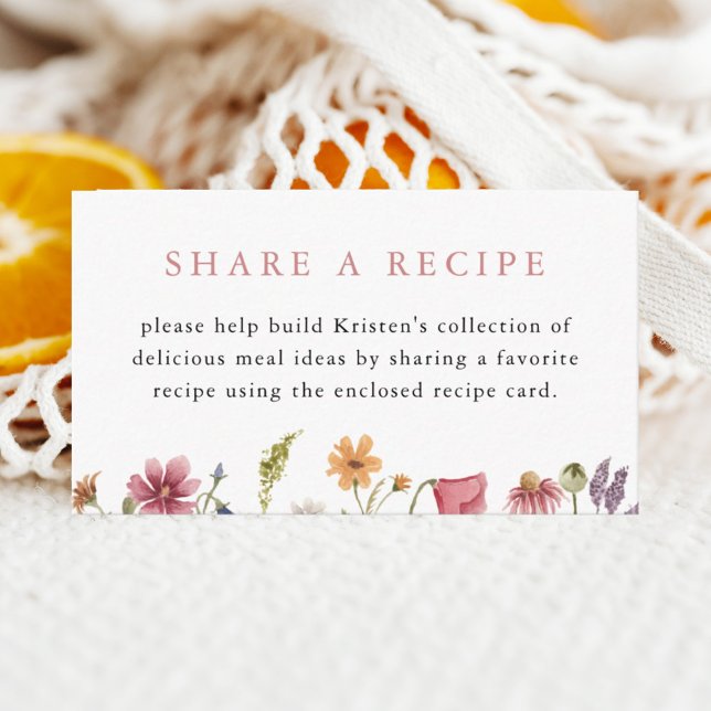 Wildflower Bridal Shower Recipe Enclosure Card (Creator Uploaded)