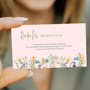 Wildflower bridal shower recipe request enclosure card