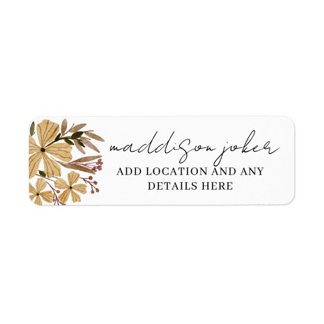 Wildflower Bridal Shower  Return Address Label (Front)
