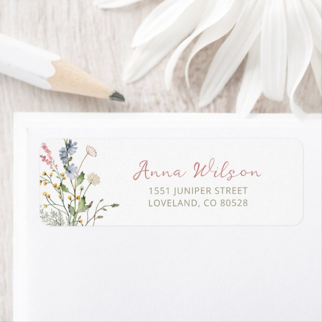 Wildflower Bridal Shower Return Address Return Address Label (Insitu)