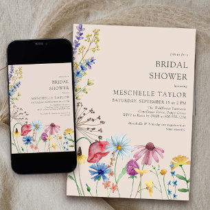 Wildflower Bridal Shower Rustic Country Botanical Invitation