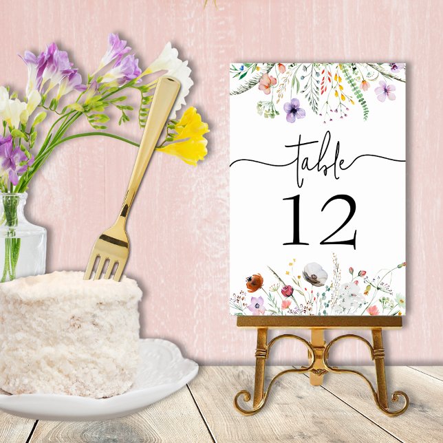 Wildflower Bridal Shower  Table Number (Wildflower bridal shower table number cards - order ULTRA HEAVY 240 lb paper or Semi-Gloss 110 lb)