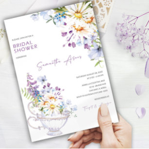 Wildflower Bridal Shower Tea Party Invitation
