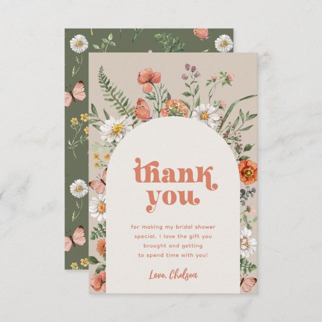 Wildflower Bridal Shower Thank You Card (Front/Back)
