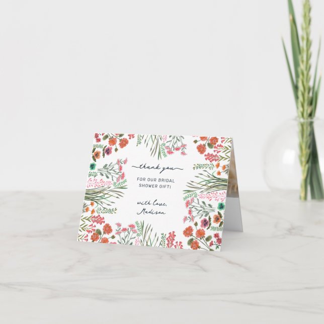Wildflower Bridal Shower Thank You Card (Front)