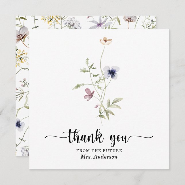 Wildflower Bridal Shower Thank You Card (Front/Back)