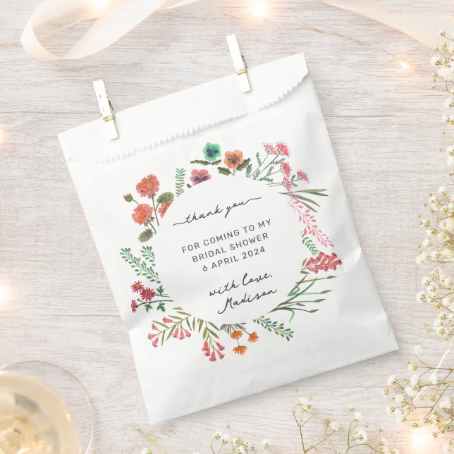 Wildflower Bridal Shower Thank You Favour Bag (Clipped)
