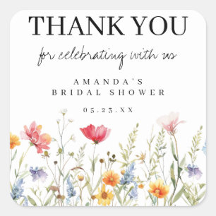 Wildflower Bridal Shower Thank You Square Sticker