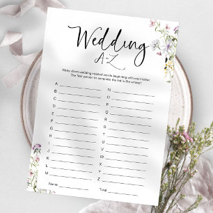 Wildflower Bridal Shower Wedding A-Z Game Invitation
