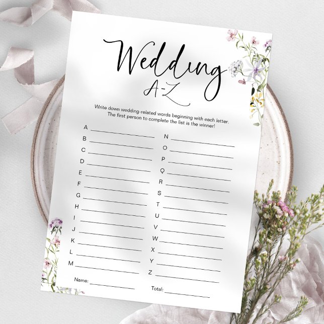 Wildflower Bridal Shower Wedding A-Z Game Invitation (Creator Uploaded)