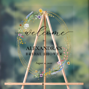 Wildflower Bridal Shower Welcome Acrylic Sign