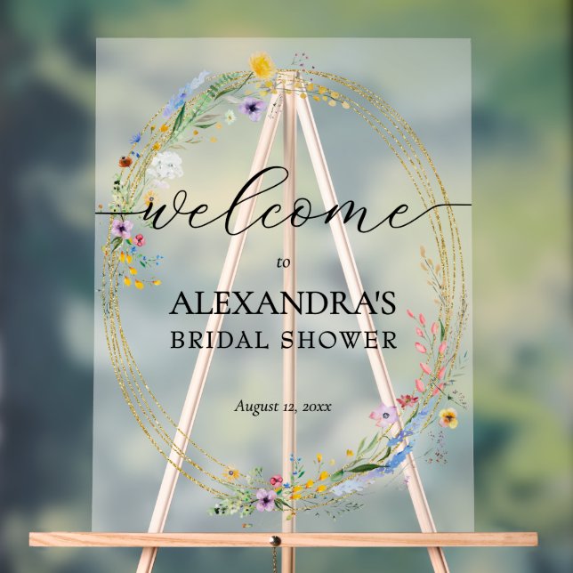 Wildflower Bridal Shower Welcome Acrylic Sign (Neutral)