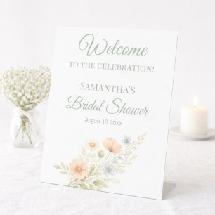 Wildflower Bridal Shower Welcome Pedestal Sign