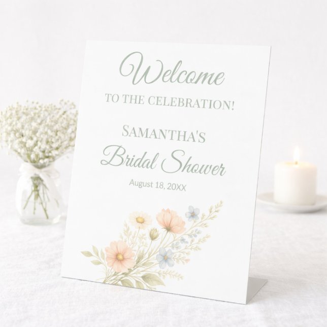 Wildflower Bridal Shower Welcome  Pedestal Sign (Creator Uploaded)
