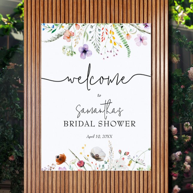 Wildflower Bridal Shower Welcome Poster (Wildflower Bridal Shower Welcome Poster - CHOOSE any size, printed or INSTANT DOWNLOAD)