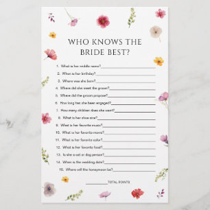 Wildflower Bridal Shower Who Knows The Bride Best