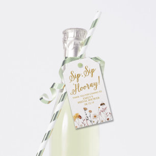 Wildflower Bridal Shower Wine Favour Tags
