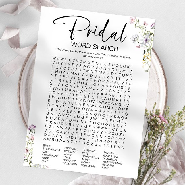 Wildflower Bridal Shower Word Search Game Invitation (Creator Uploaded)