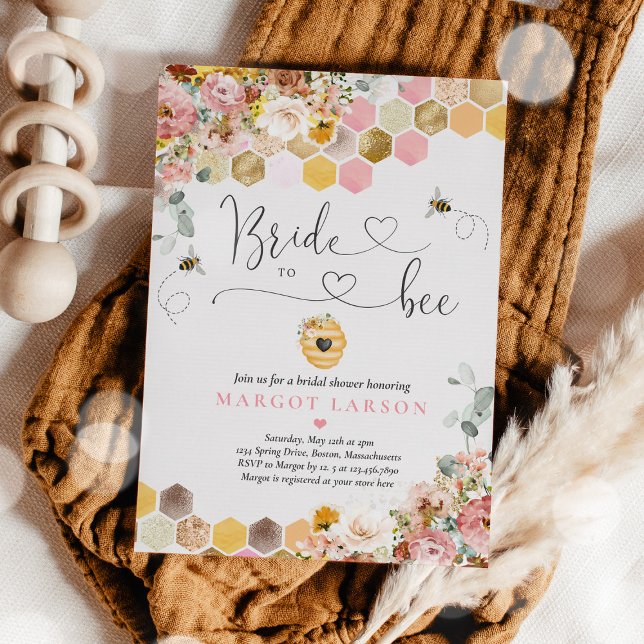 Wildflower Bride To Bee Bridal Shower  Invitation (Creator Uploaded)
