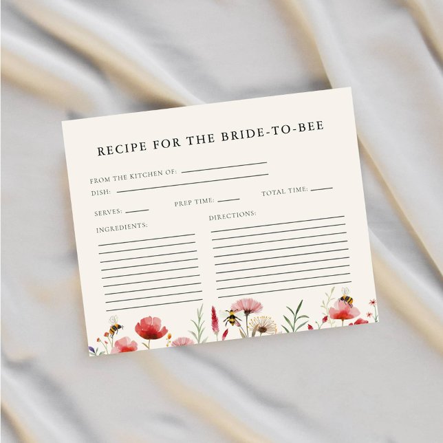 Wildflower Bride To Bee Bridal Shower Recipe Cards (Creator Uploaded)