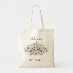 Wildflower Bridesmaid Custom Monogram Tote Bag