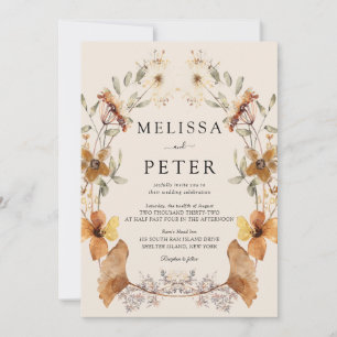 Wildflower Brown Wedding Invitation