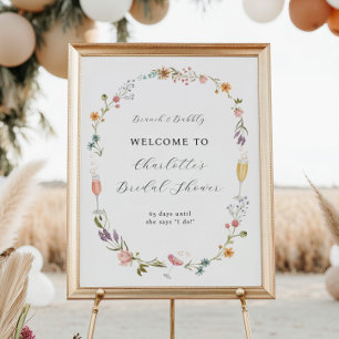 Wildflower Brunch and Bubbly Bridal Shower Welcome Poster