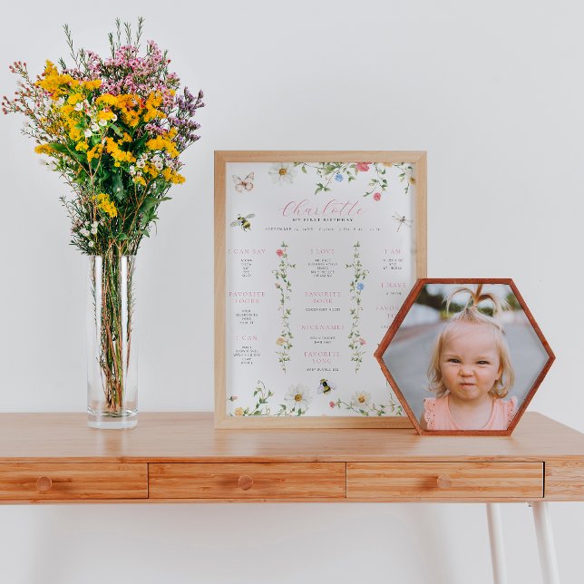 Wildflower Bumble Bee | 1st Birthday Milestone Poster (Creator Uploaded)