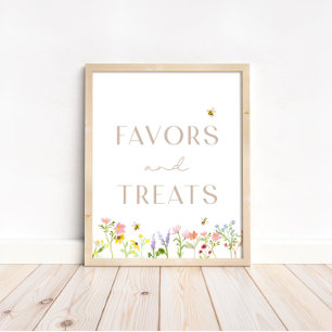 Wildflower Bumblebee Floral Favours and Treats Sig Poster