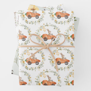 Wildflower Bunny Lamb Easter Rabbit Spring Garden Wrapping Paper Sheet